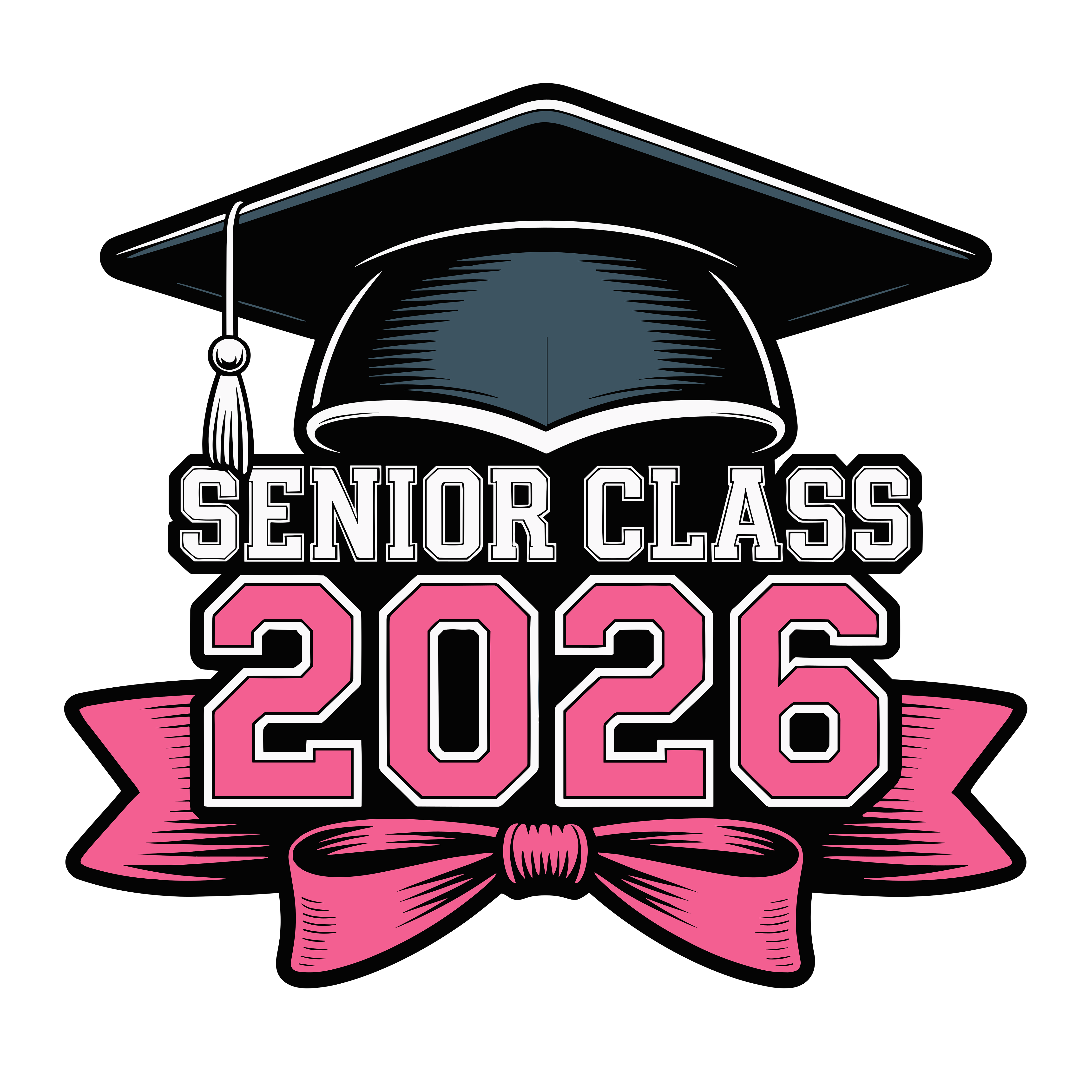 Pink Senior Class Graduation Bow DTF Transfer