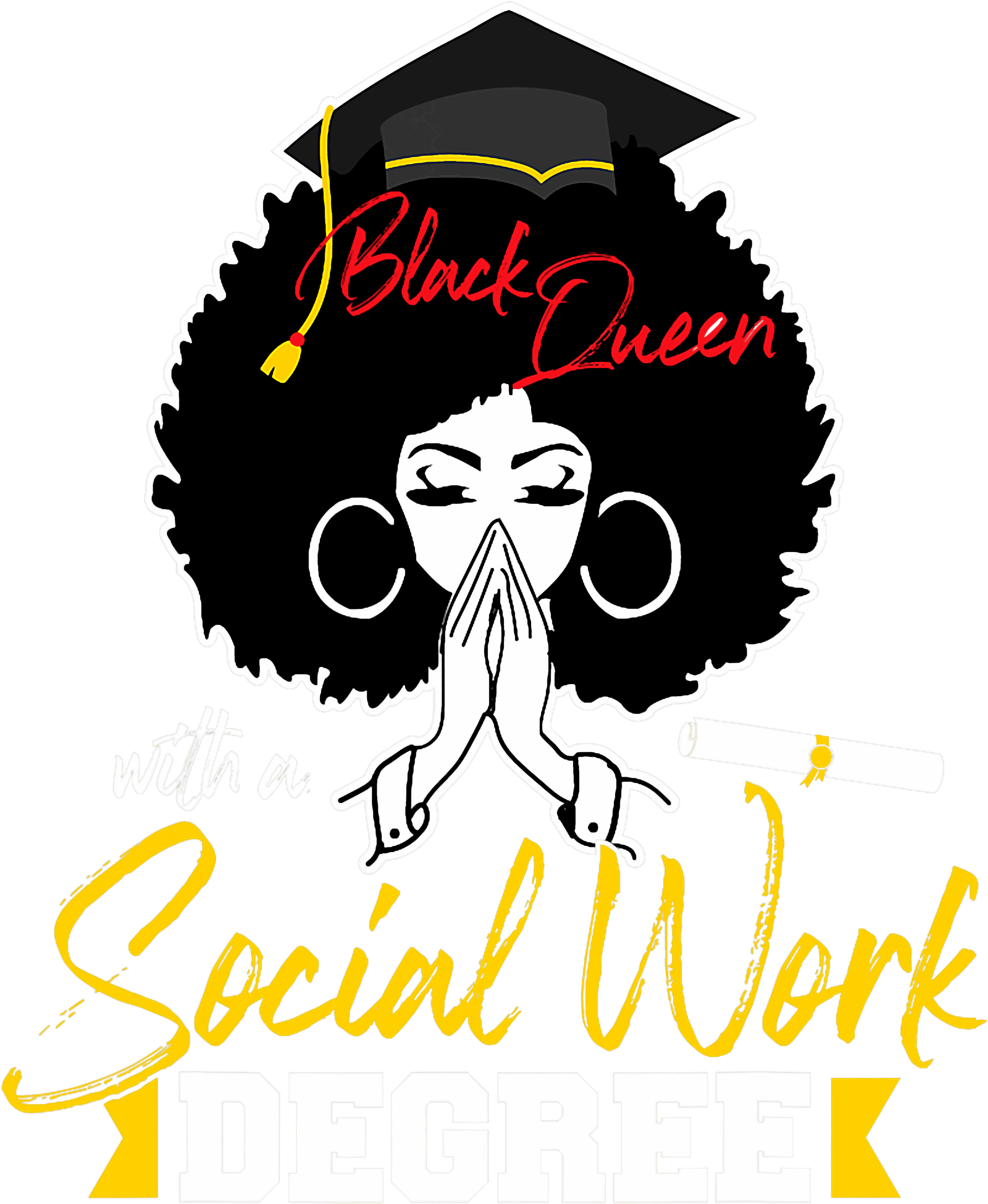 Black Queen Social Work Degree DTF Transfer