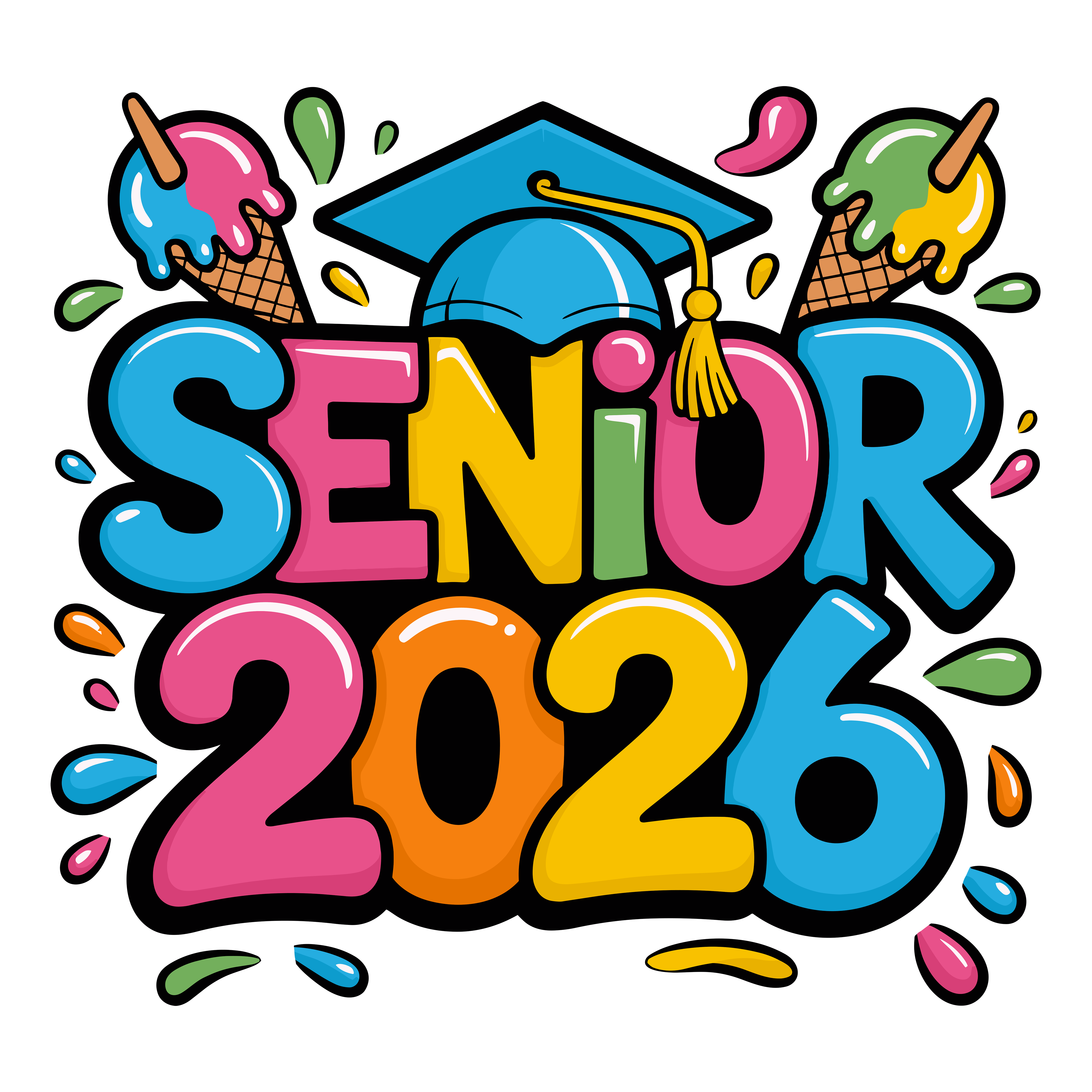 Colorful Senior Graduation Celebration DTF Transfer