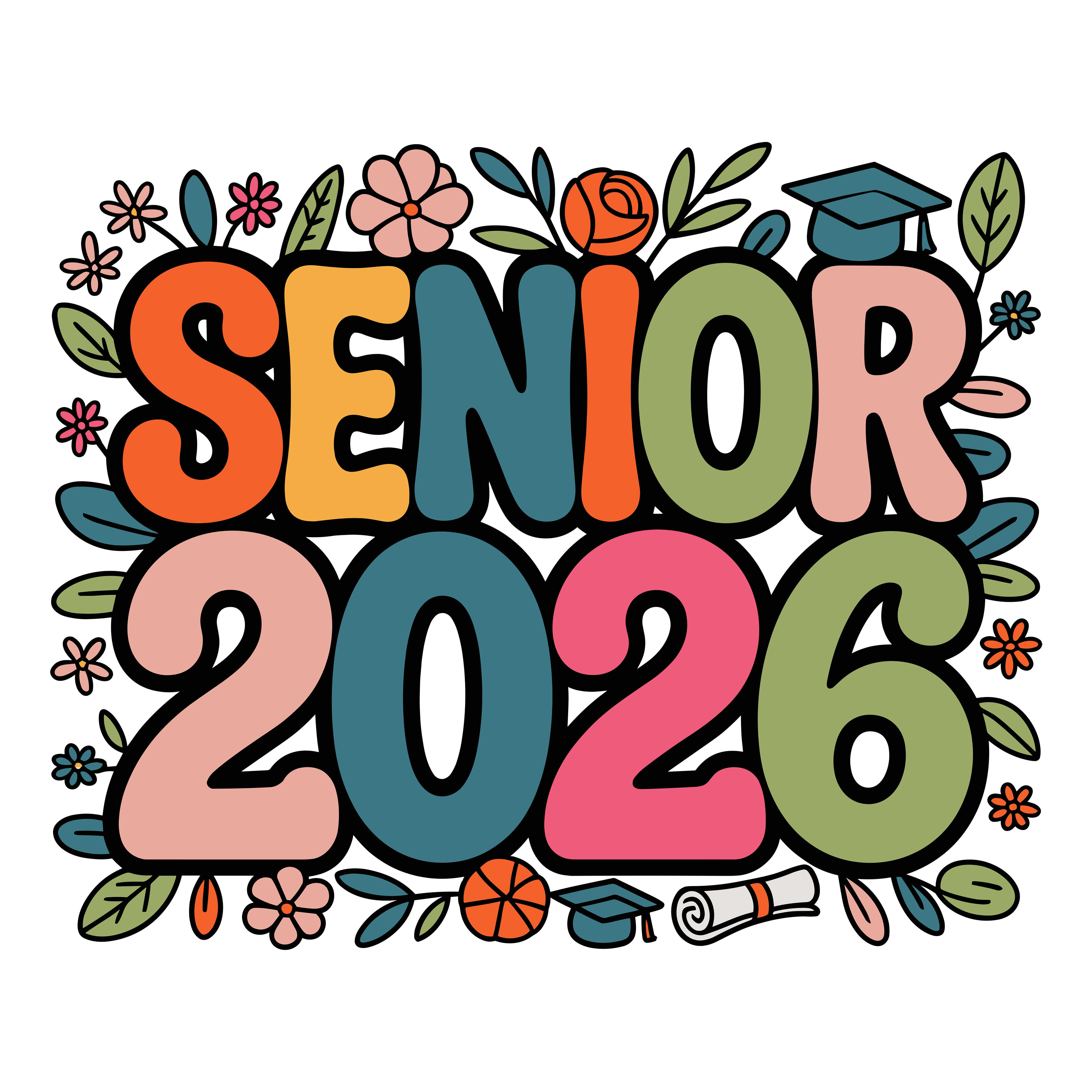 Floral Senior Graduation DTF Transfer