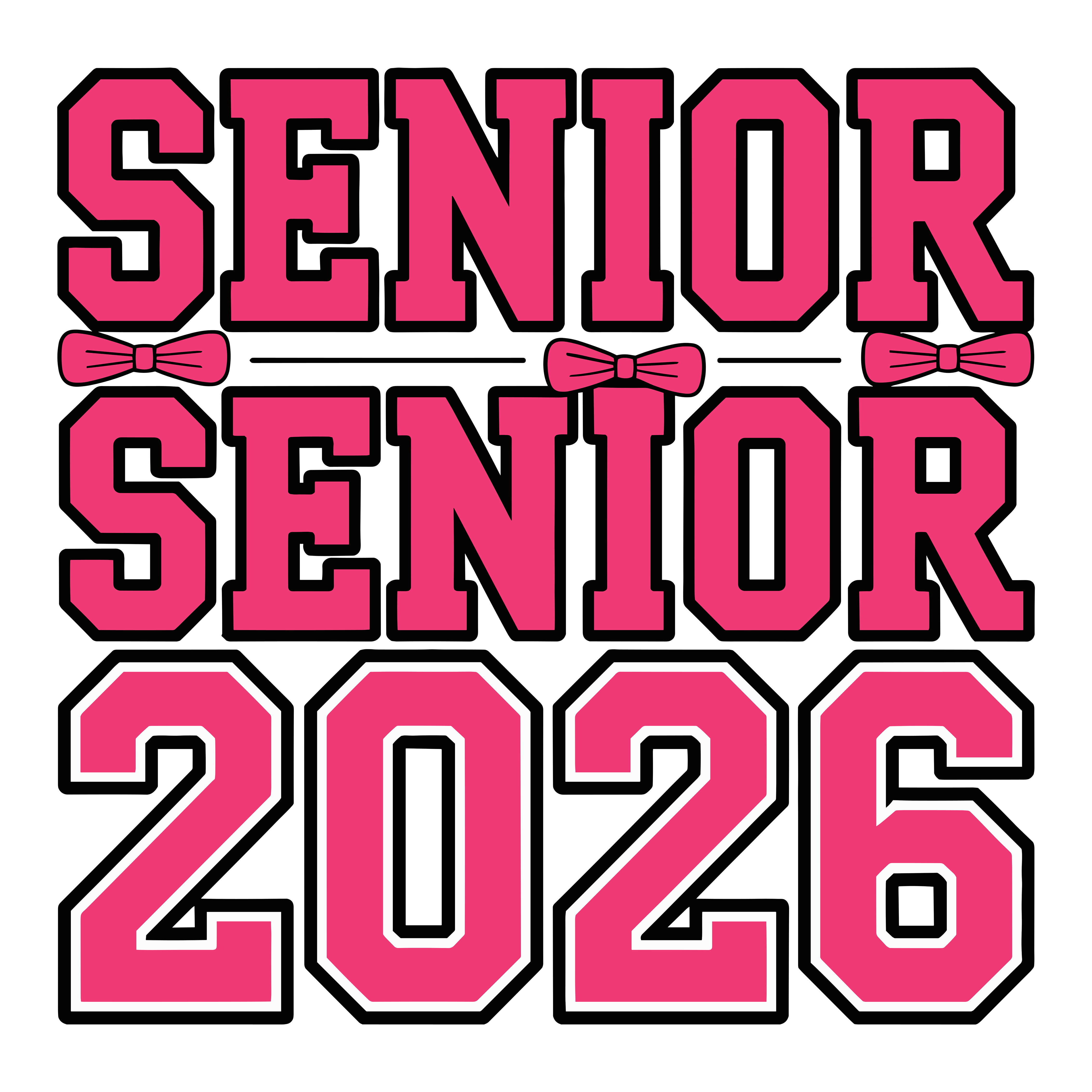 Pink Senior Graduation DTF Transfer