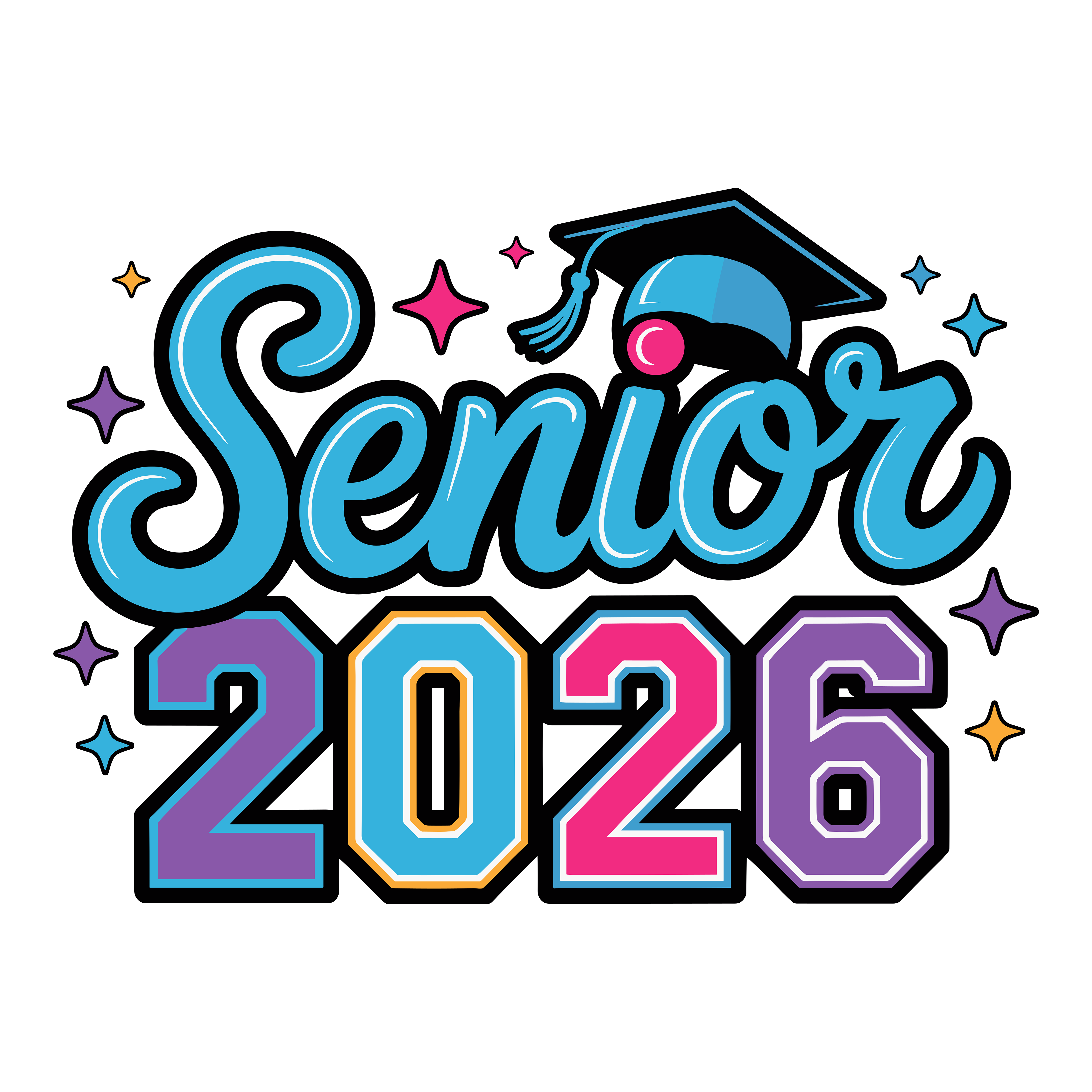 Colorful Senior Graduation DTF Transfer