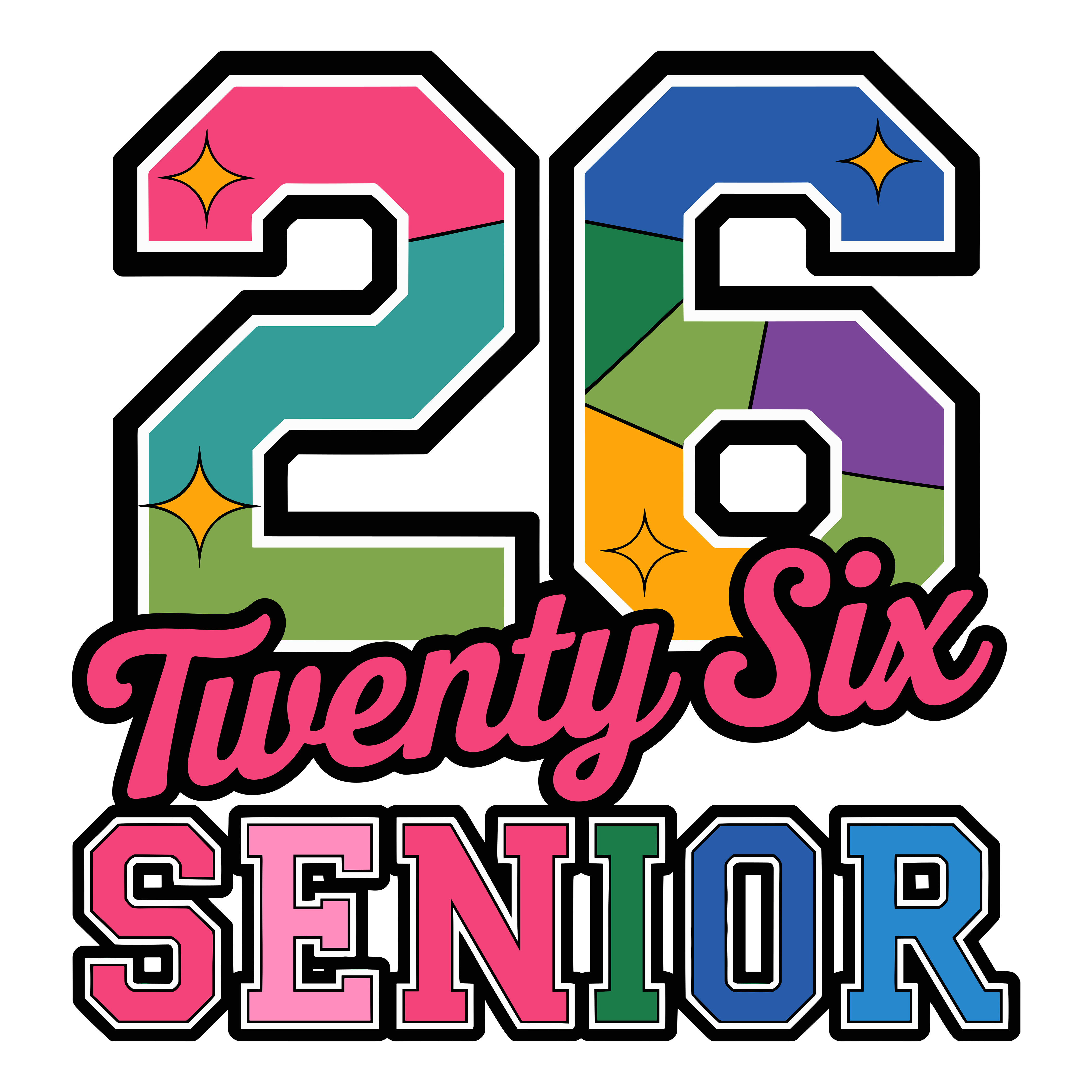 Colorful Twenty Six Senior DTF Transfer