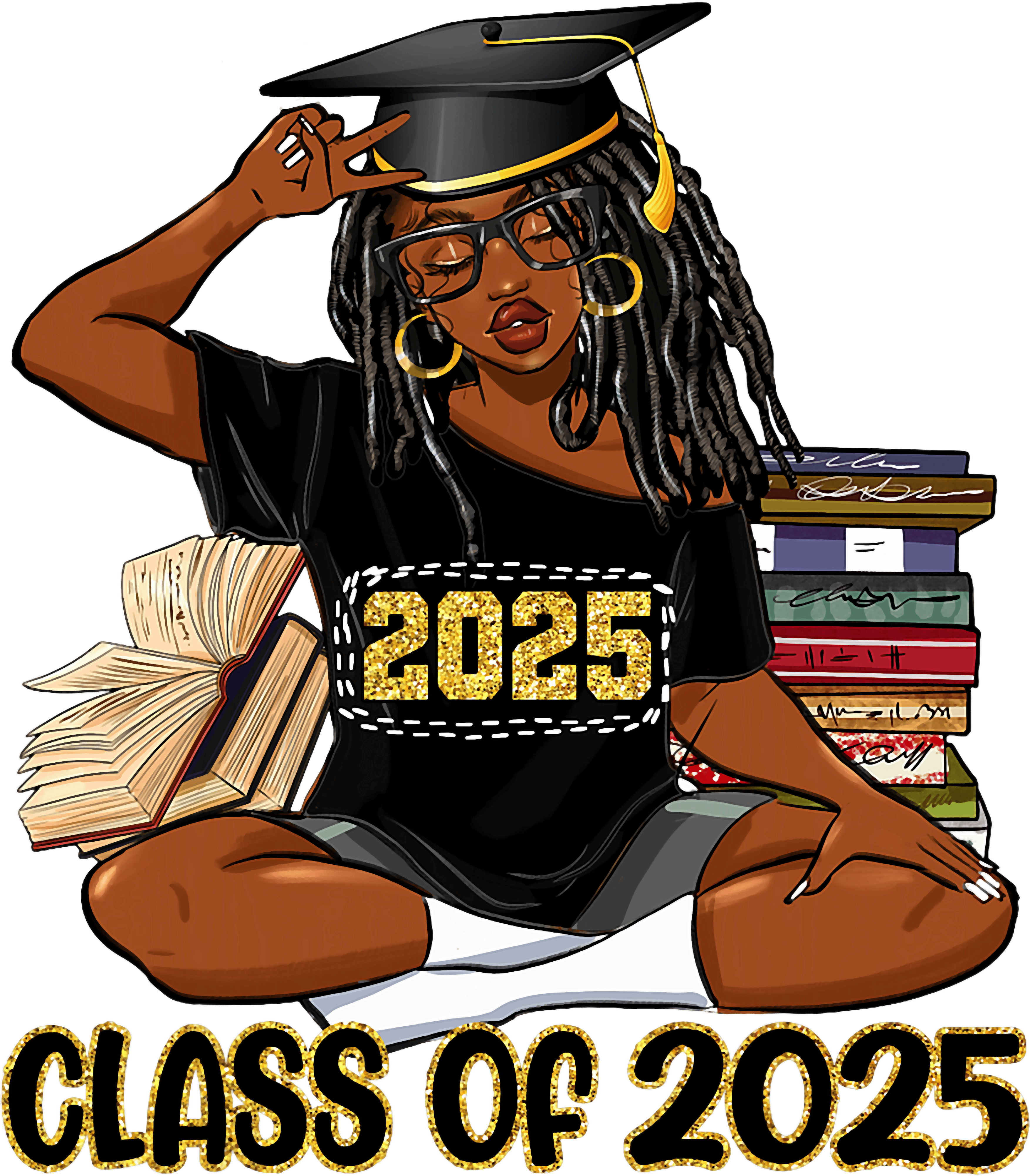 Black Girl Graduation Class Of 2025 DTF Transfer