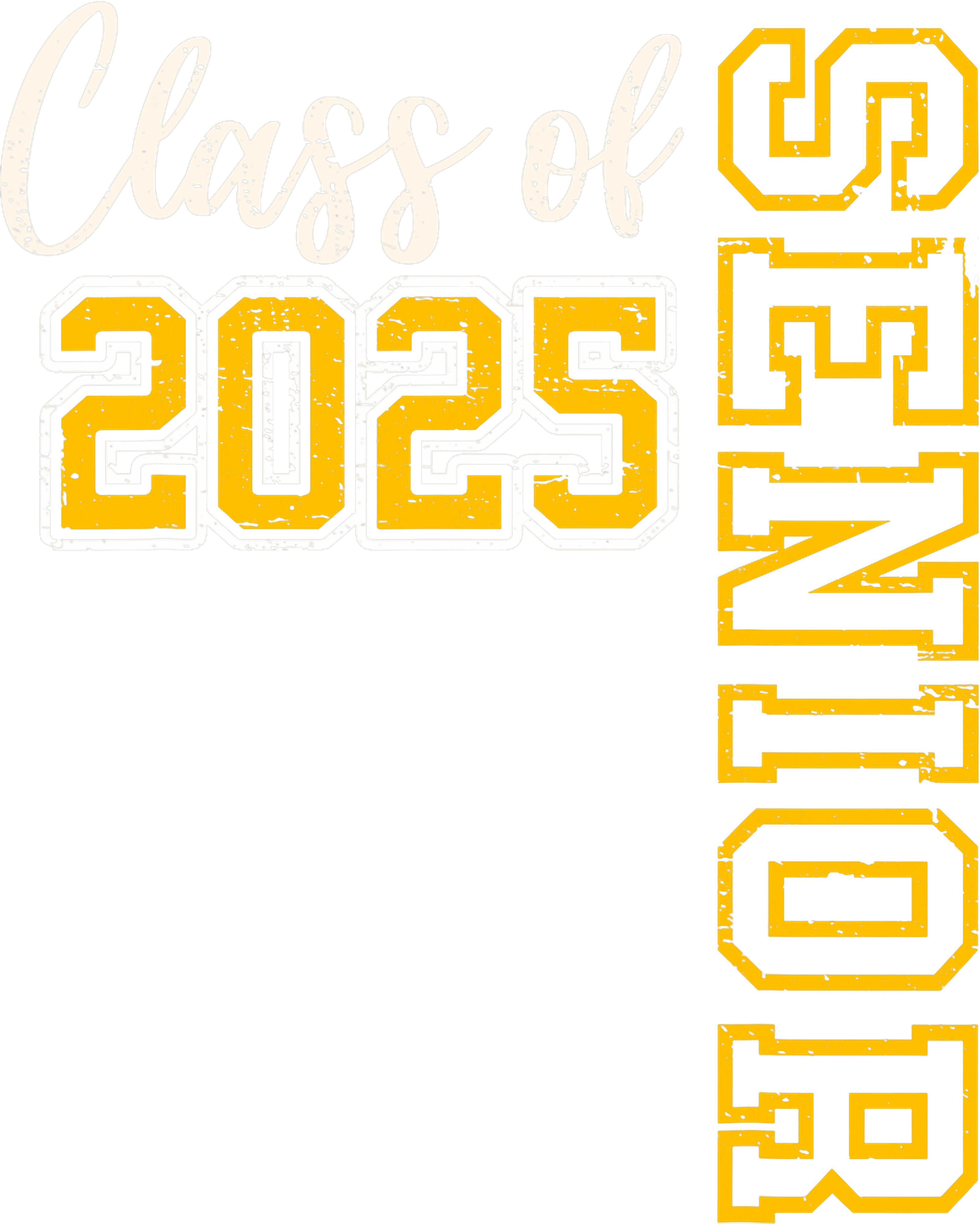 Class Of 2025 Senior Vertical Yellow Graduation DTF Transfer
