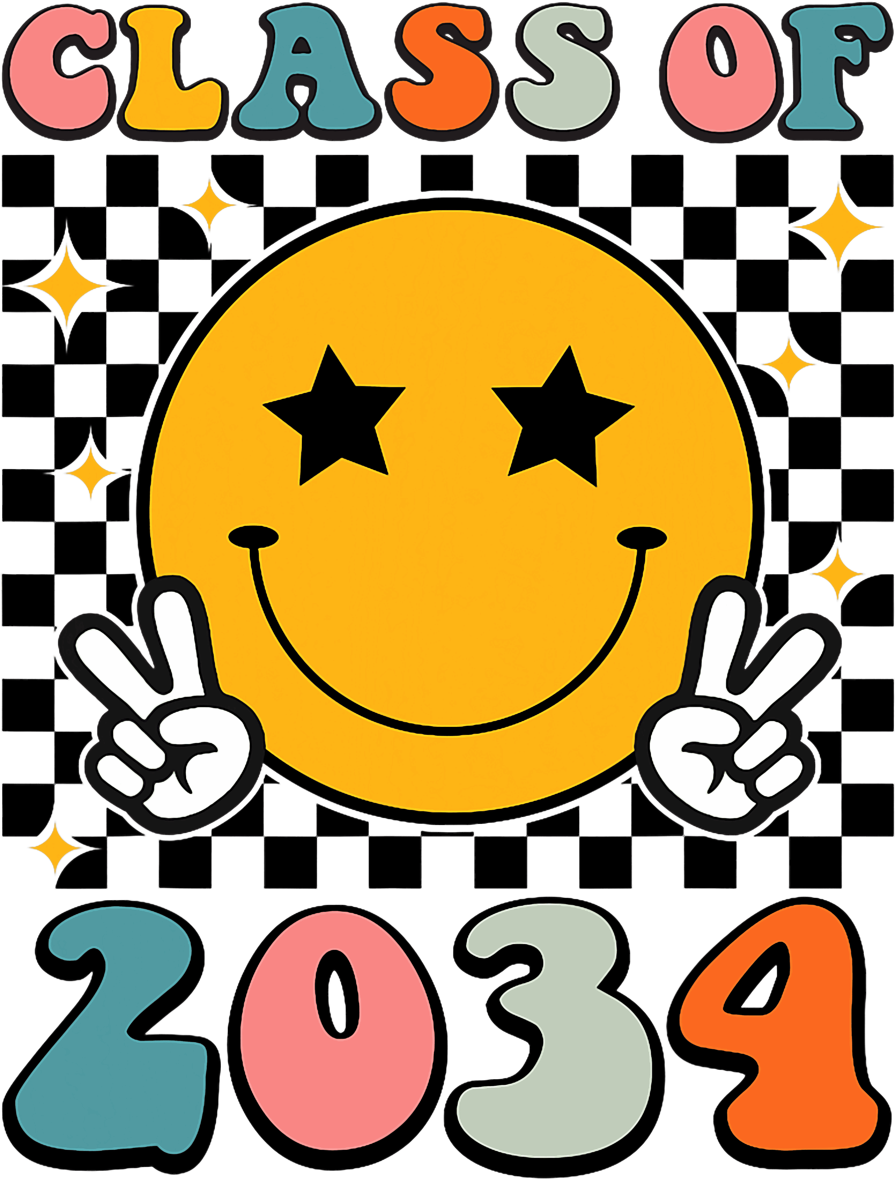 Class Of 2034 Smiley Face Graduation DTF Transfer