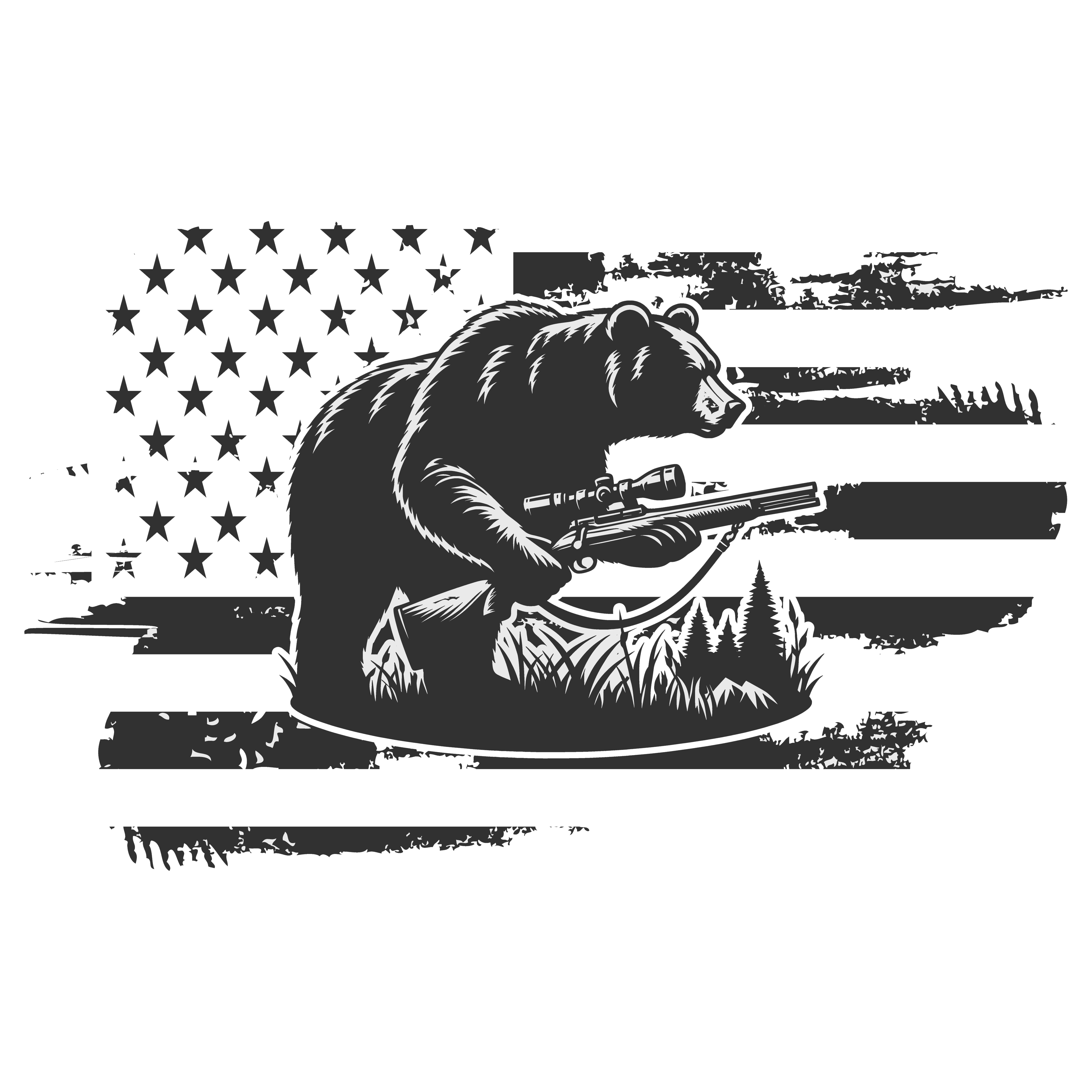Armed American Bear DTF Transfer