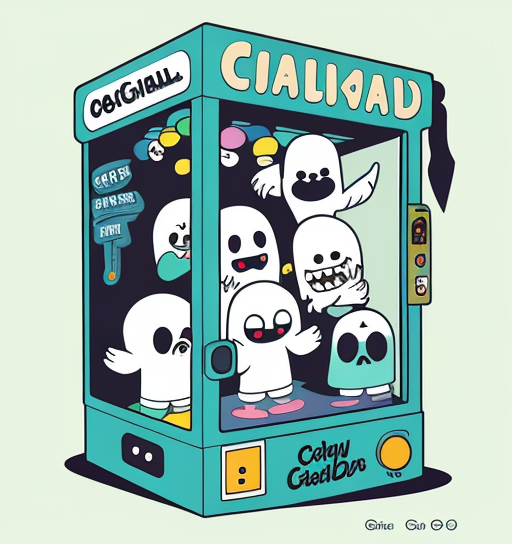 Ghost Claw Machine Halloween Arcade Cartoon DTF Transfer
