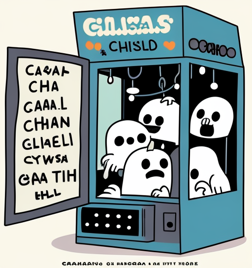 Cute Ghost Claw Machine Cartoon Halloween DTF Transfer