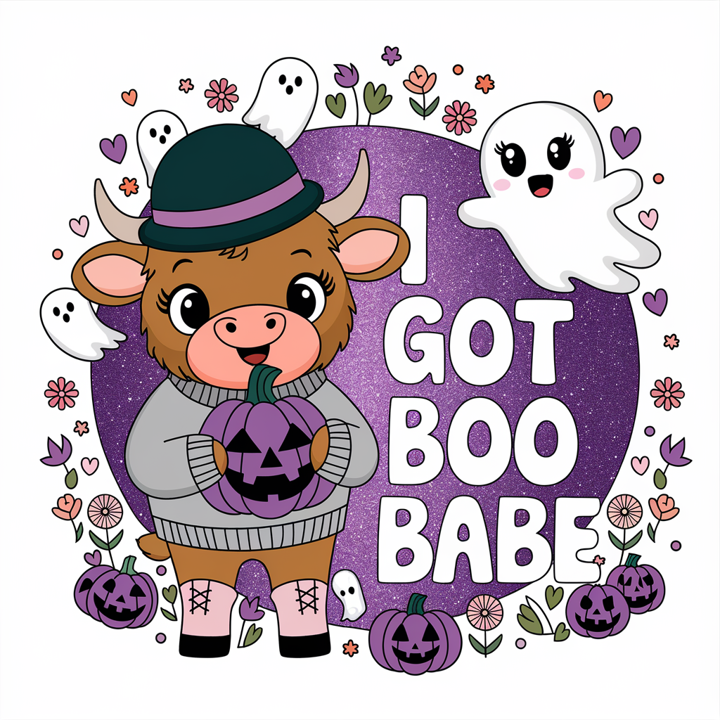 I Got Boo Babe Cute Highland Cow Halloween DTF Transfer