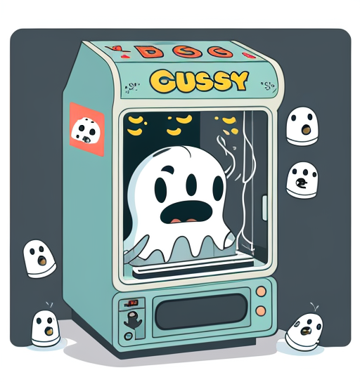 Cute Ghost Arcade Claw Machine Cartoon DTF Transfer