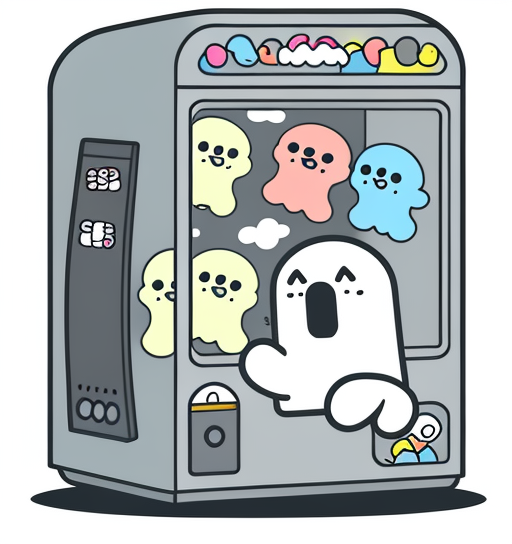 Kawaii Ghost Claw Machine With Colorful DTF Transfer