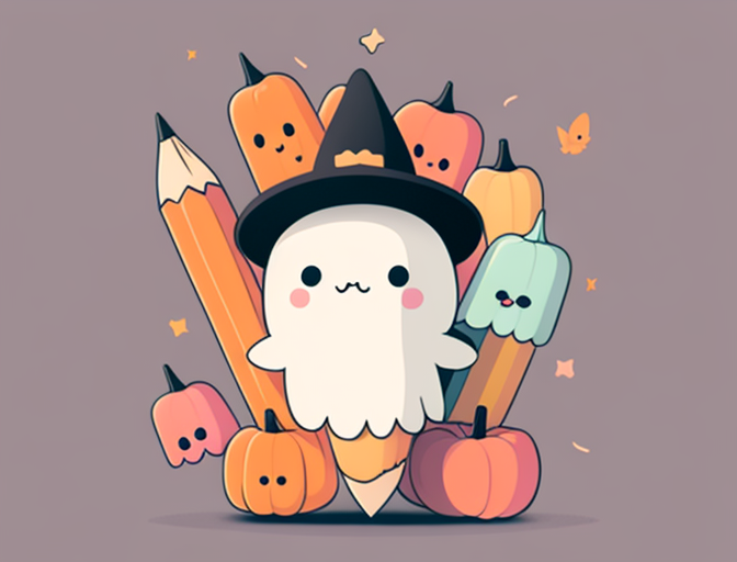 Cute Halloween Ghost Artist With Pumpkins DTF Transfer