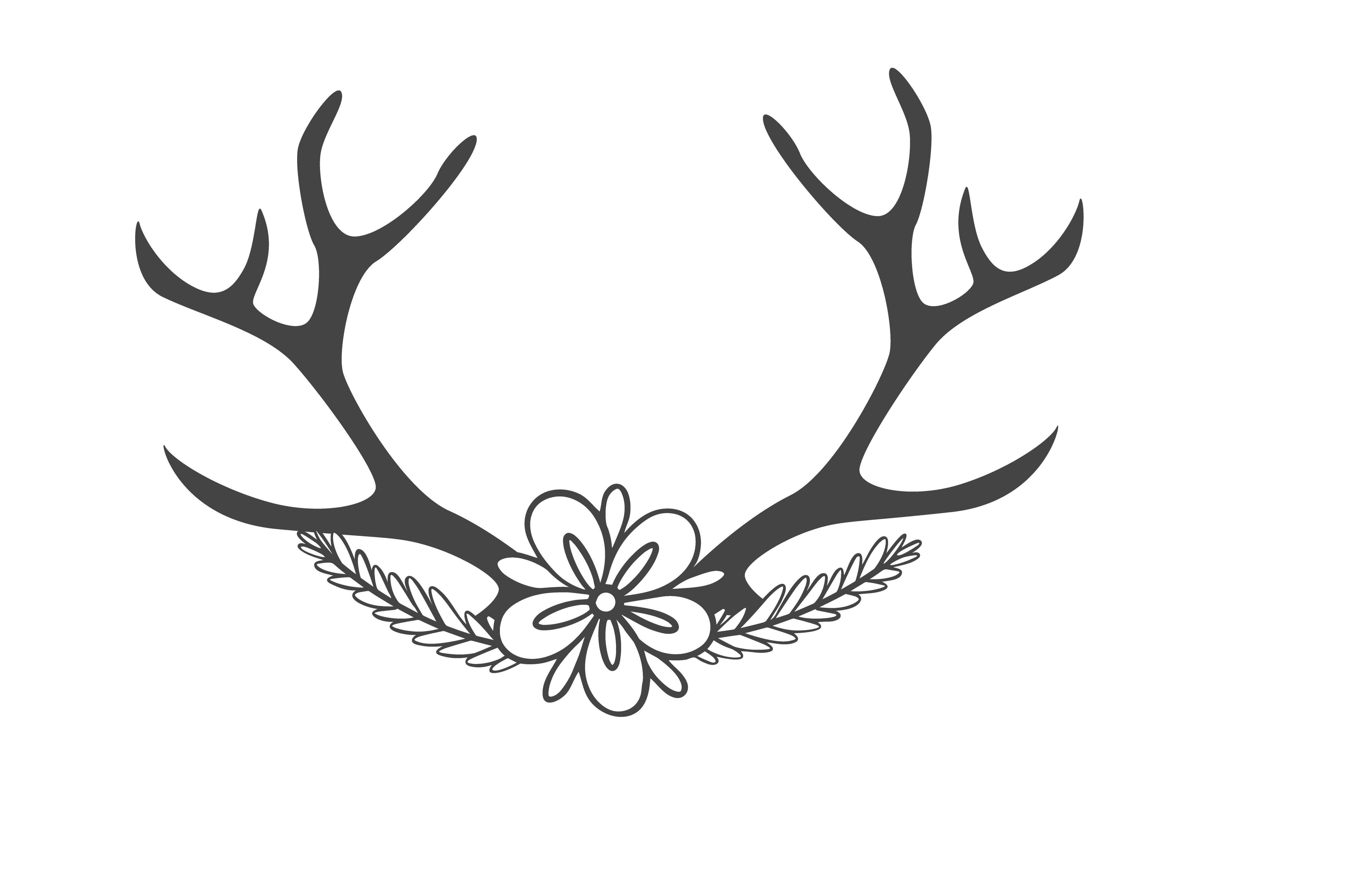 Rustic Antler Monogram Frame With Floral DTF Transfer