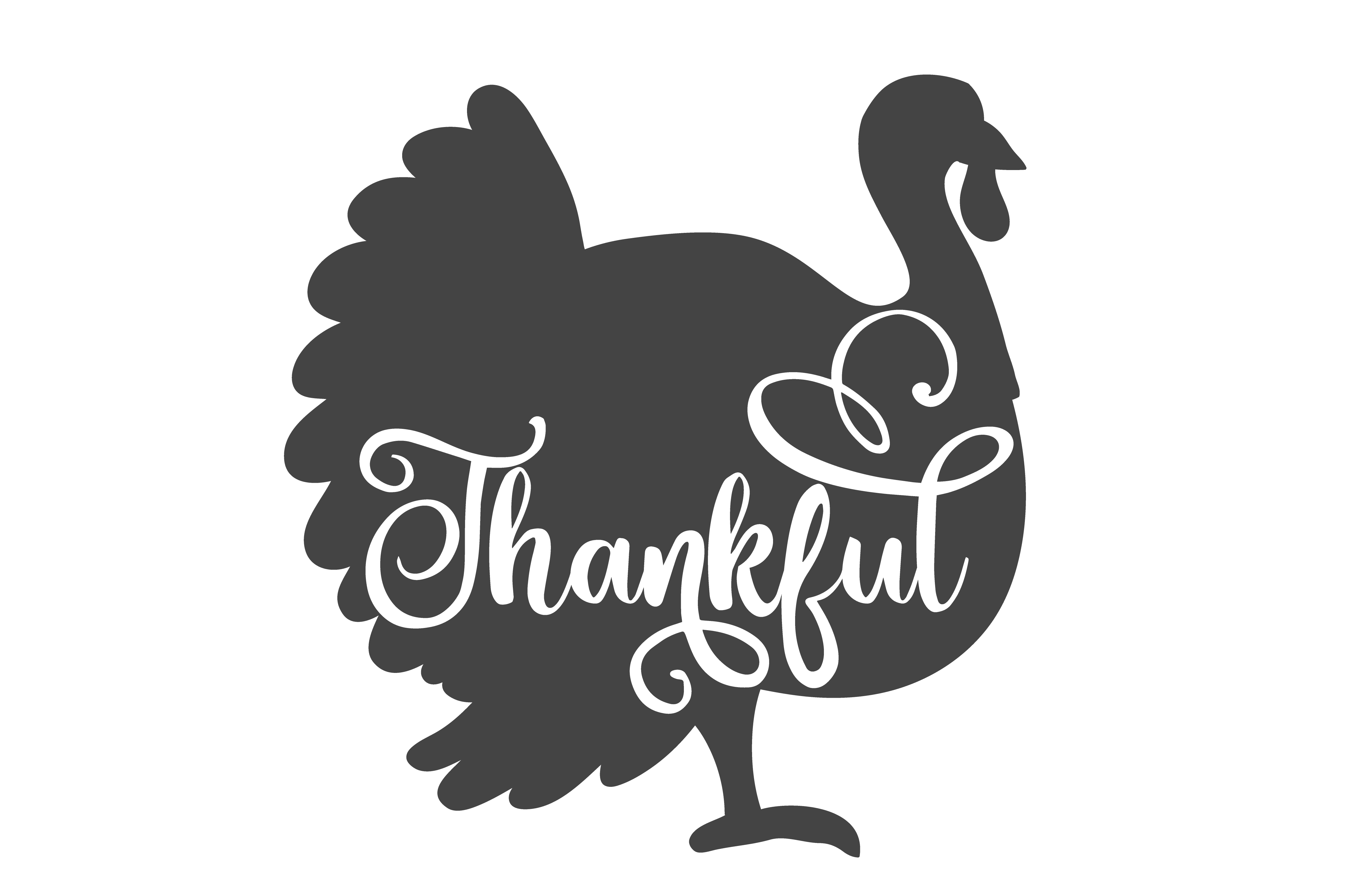 Thankful Turkey Silhouette Thanksgiving DTF Transfer