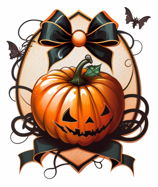 Elegant Halloween Pumpkin With Black Bow DTF Transfer