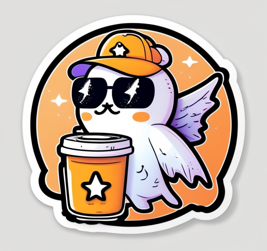 Cool Winged Ghost With Coffee Cup DTF Transfer