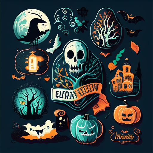 Vintage Halloween Collage With Skull Pumpkins DTF Transfer