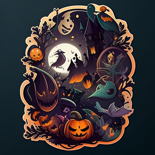 Spooky Halloween Night Scene With Pumpkins DTF Transfer