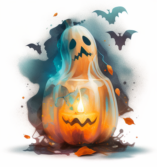 Glowing Ghost Emerging from Jack O Lantern DTF Transfer