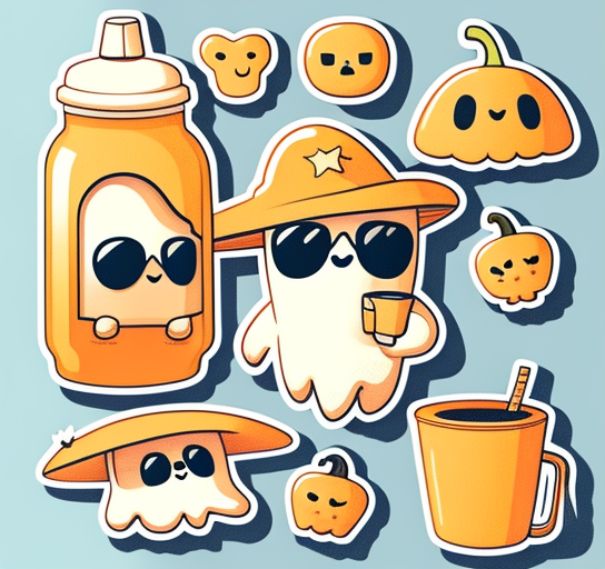 Cute Pumpkin Spice Ghost Sticker Collection DTF Transfer