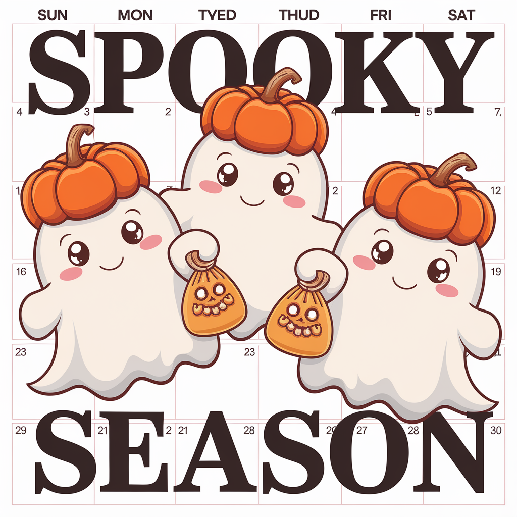 Spooky Season Cute Ghosts With Pumpkin Hats DTF Transfer
