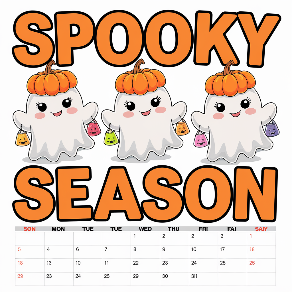 Spooky Season Cute Ghost Trio With Pumpkin Hats DTF Transfer