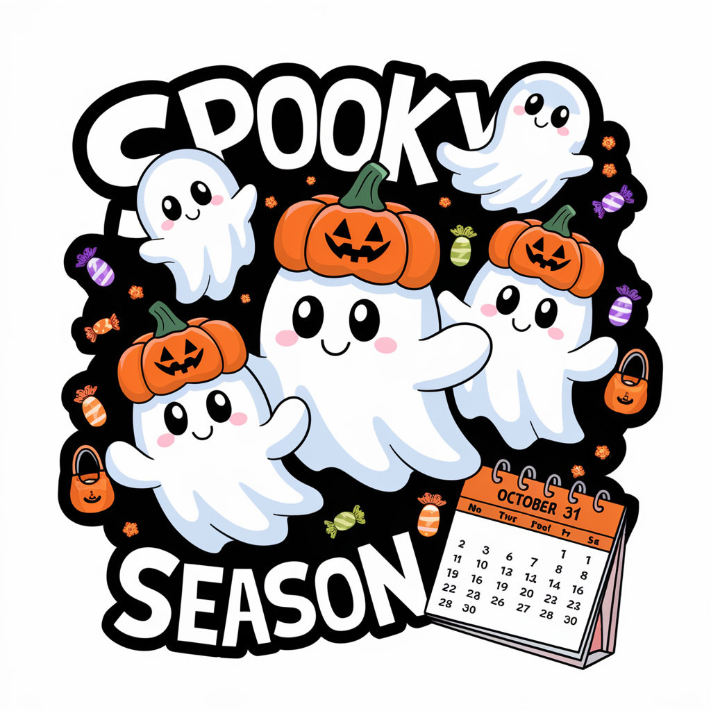 Spooky Season Cute Ghost Family With Pumpkin Hats DTF Transfer