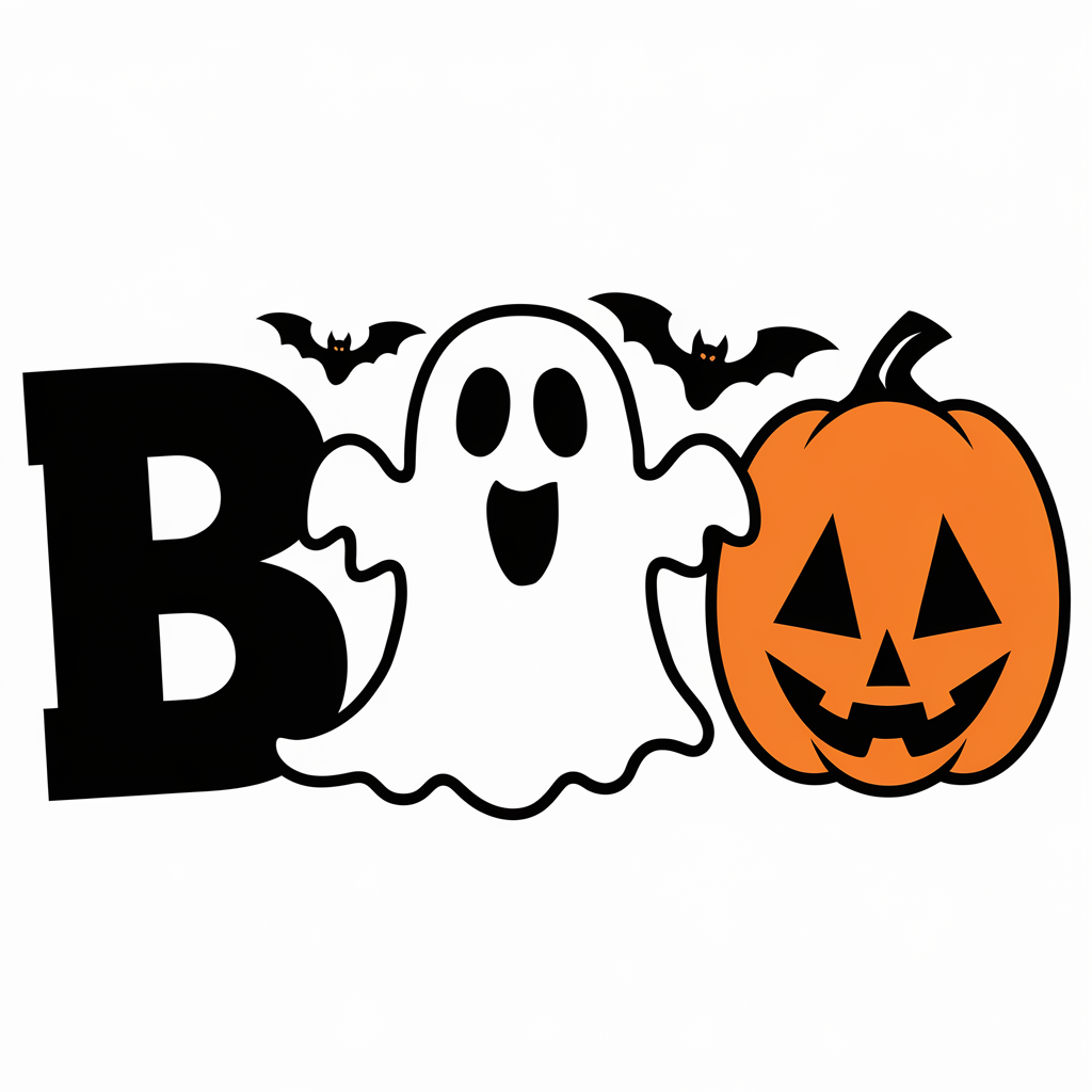 BOO Ghost And Jack O Lantern Simple Halloween DTF Transfer