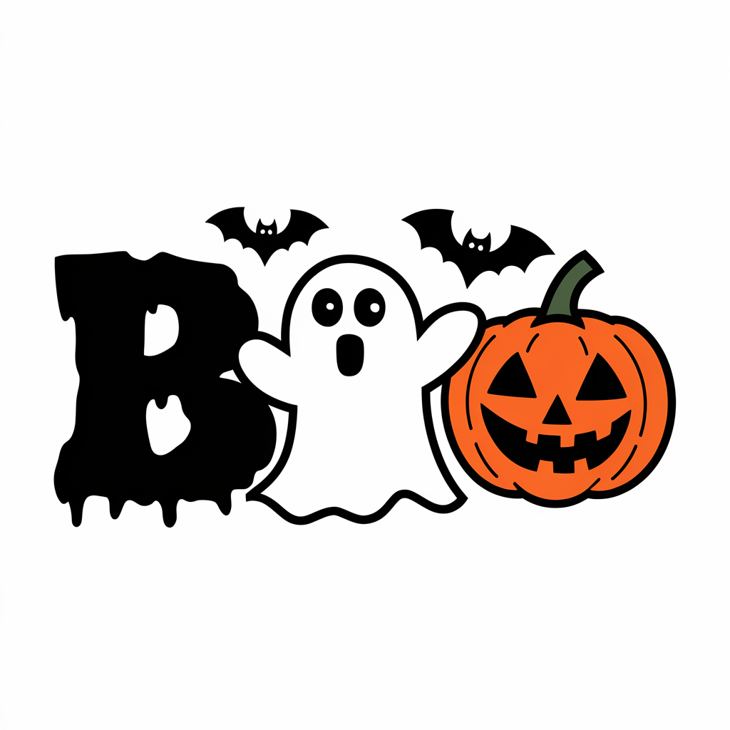 BOO Ghost And Jack O Lantern Halloween DTF Transfer