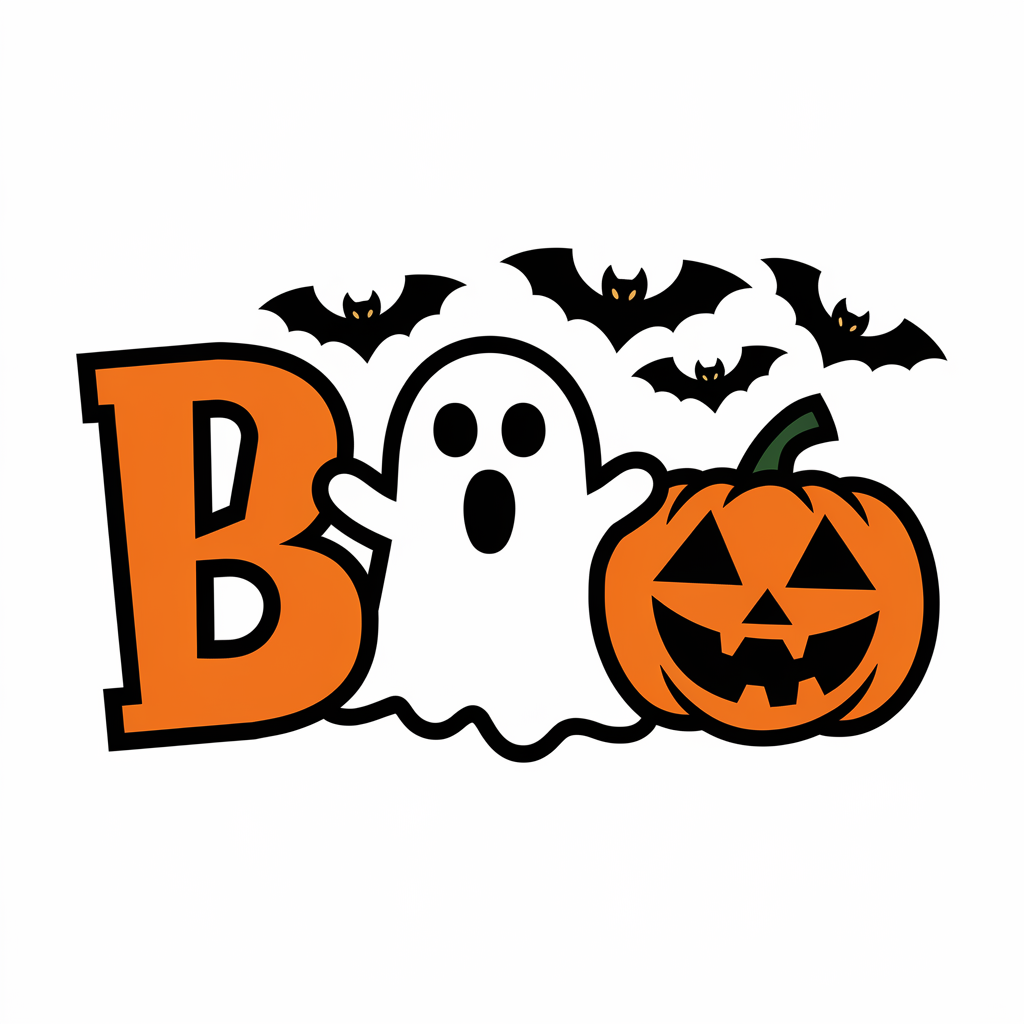 BOO Ghost And Pumpkin Halloween Letter DTF Transfer