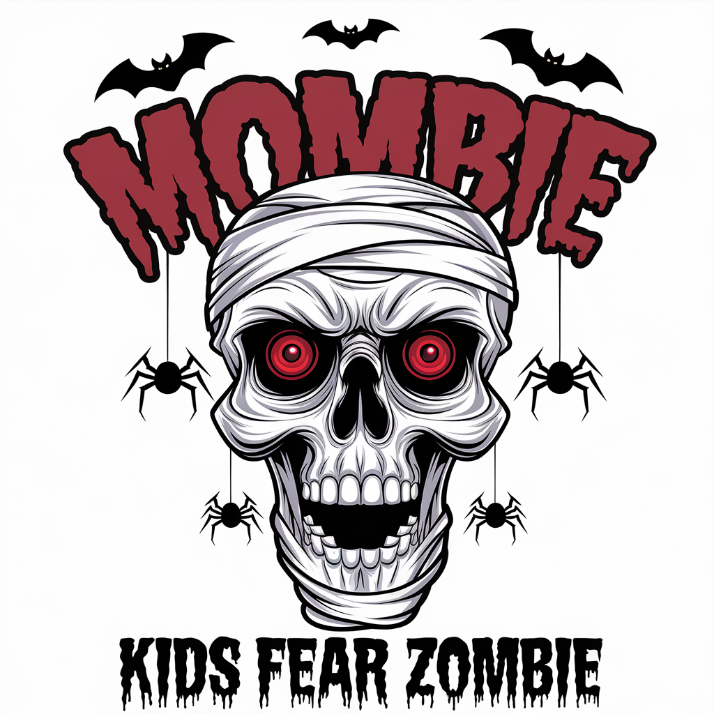 Zombie Skull Mummy Head With Red Eyes DTF Transfer
