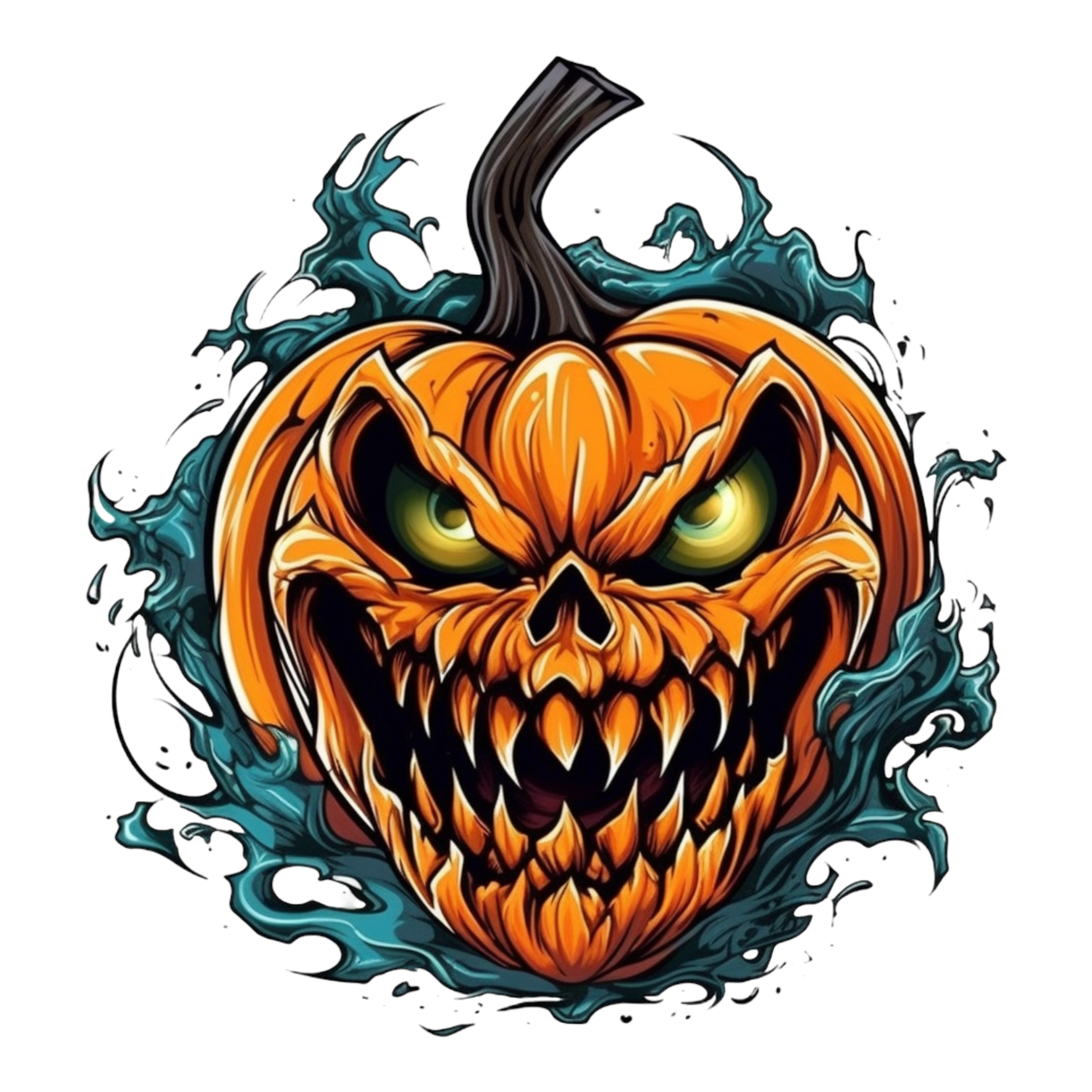 Evil Jack O Lantern Monster Pumpkin DTF Transfer