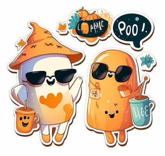Cute Ghost Friends With Coffee Halloween DTF Transfer