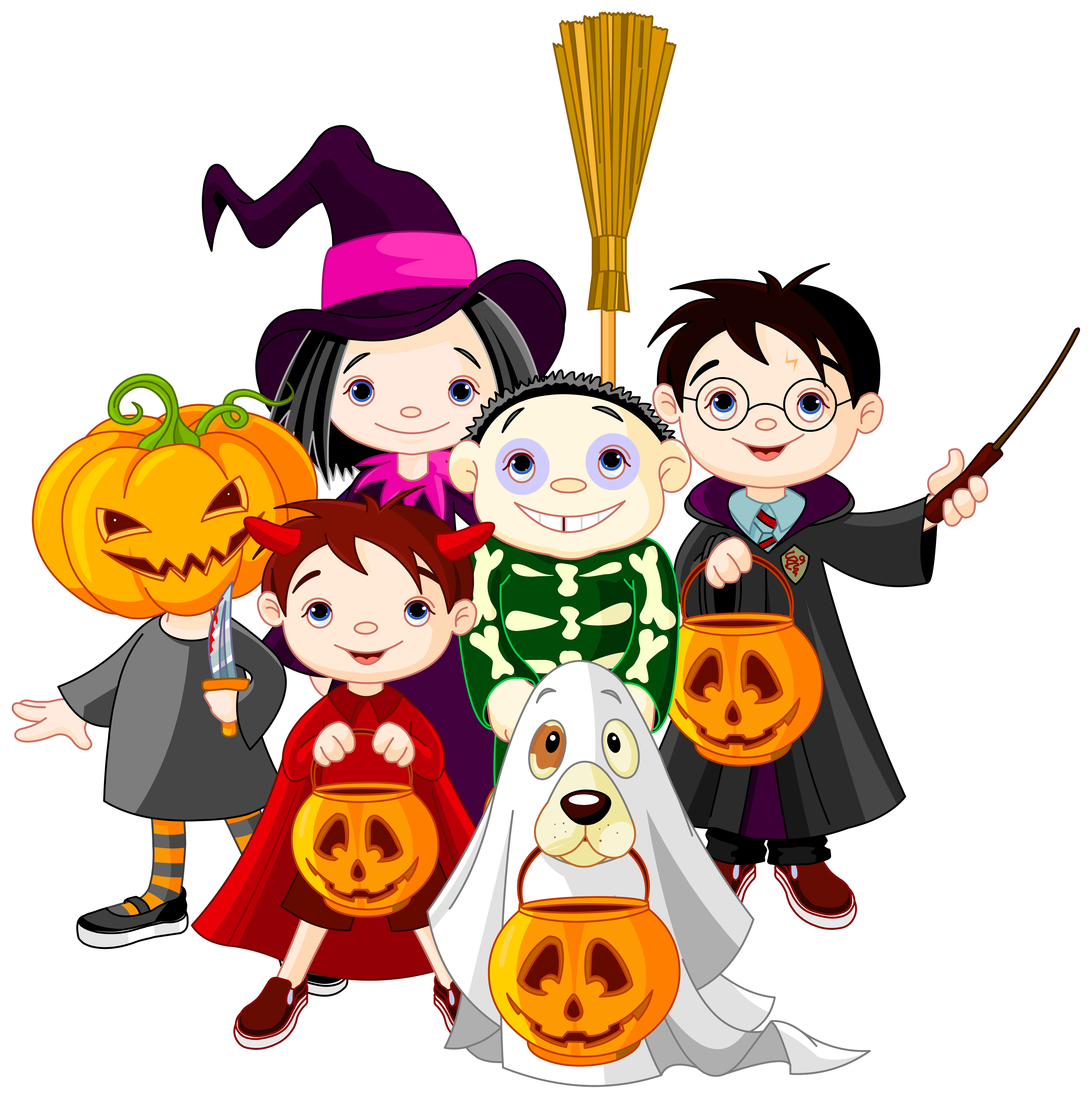 Kids Halloween Costume Party With Pumpkin DTF Transfer