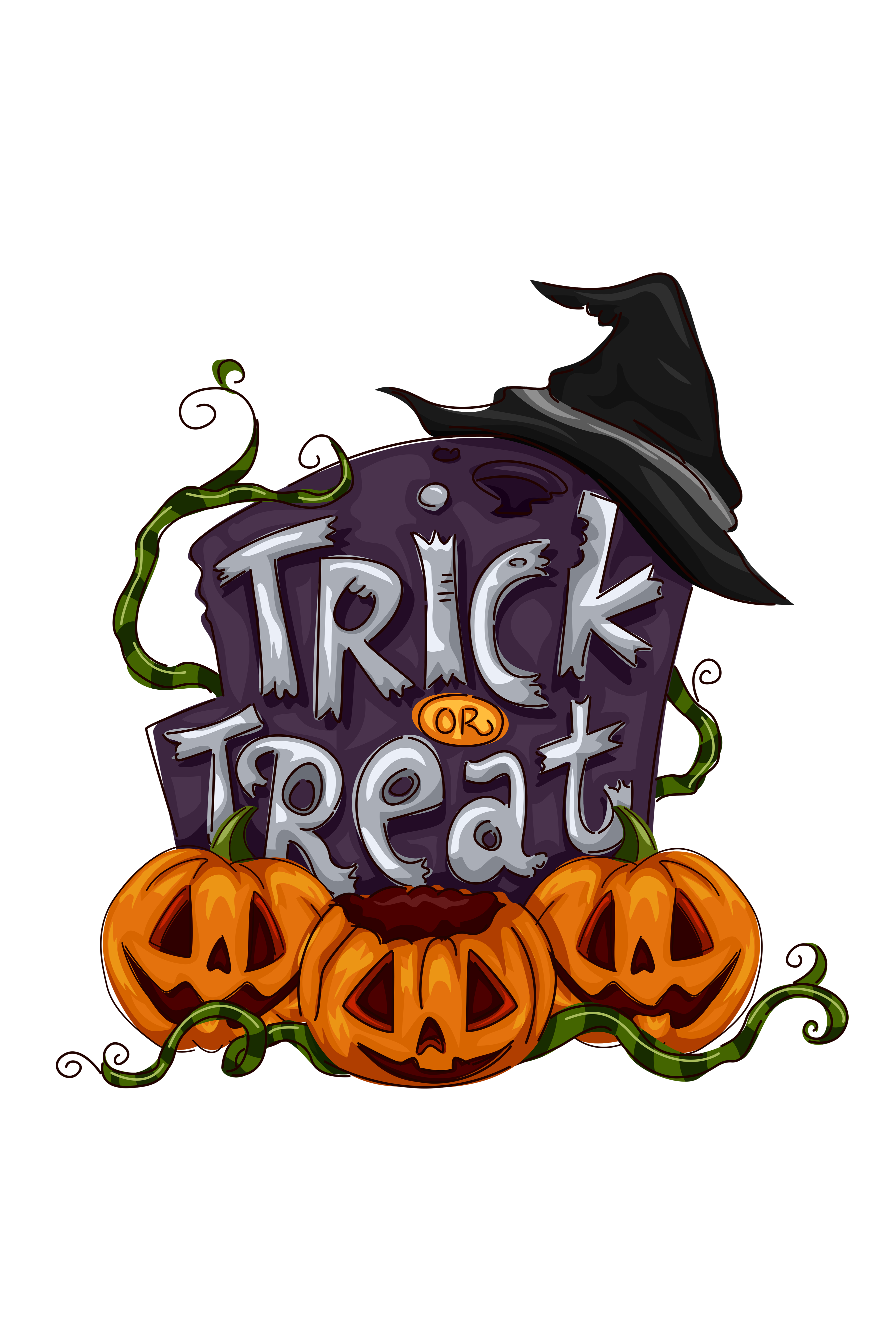Trick Or Treat Halloween Sign With Witch DTF Transfer