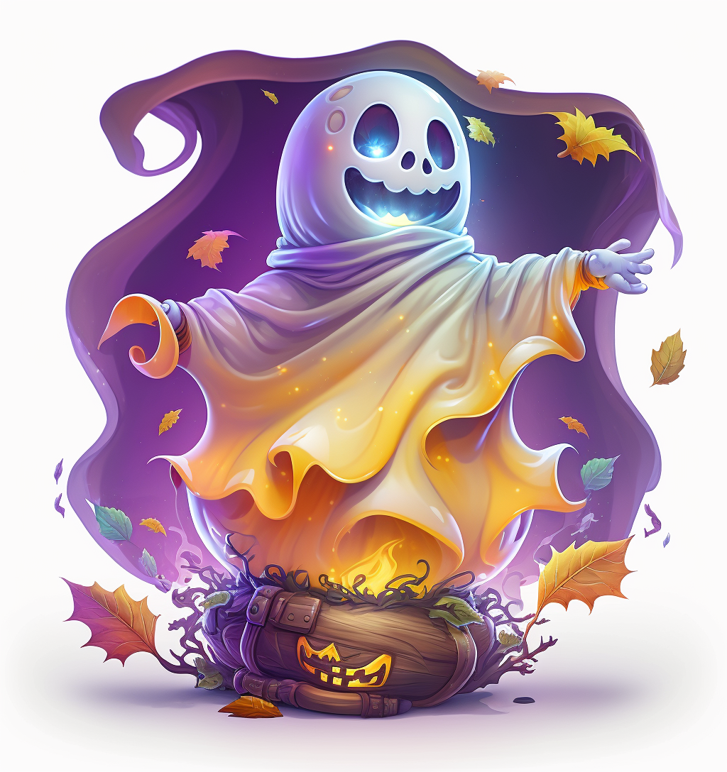 Glowing Friendly Ghost Rising From Pumpkin DTF Transfer