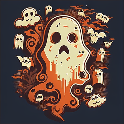 Retro Spooky Ghost Swirl Halloween DTF Transfer