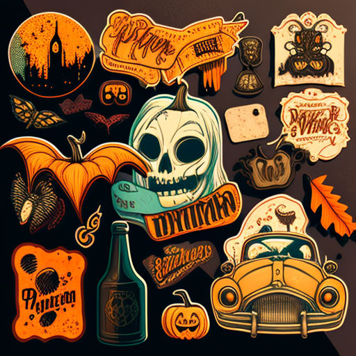 Retro Pumpkin Skull Halloween Stickers DTF Transfer