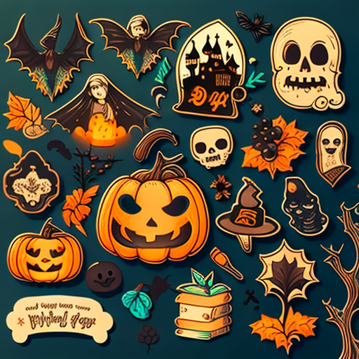 Pumpkin And Skull Halloween Stickers DTF Transfer