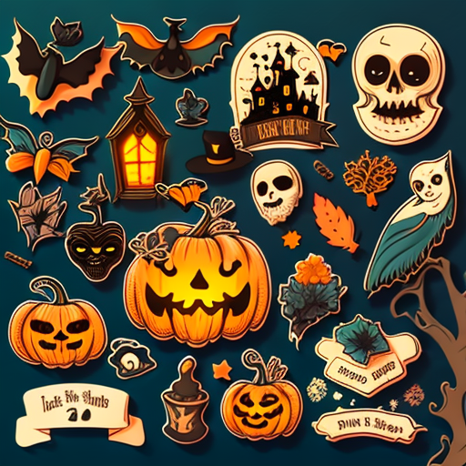 Pumpkin And Ghost Halloween Stickers DTF Transfer