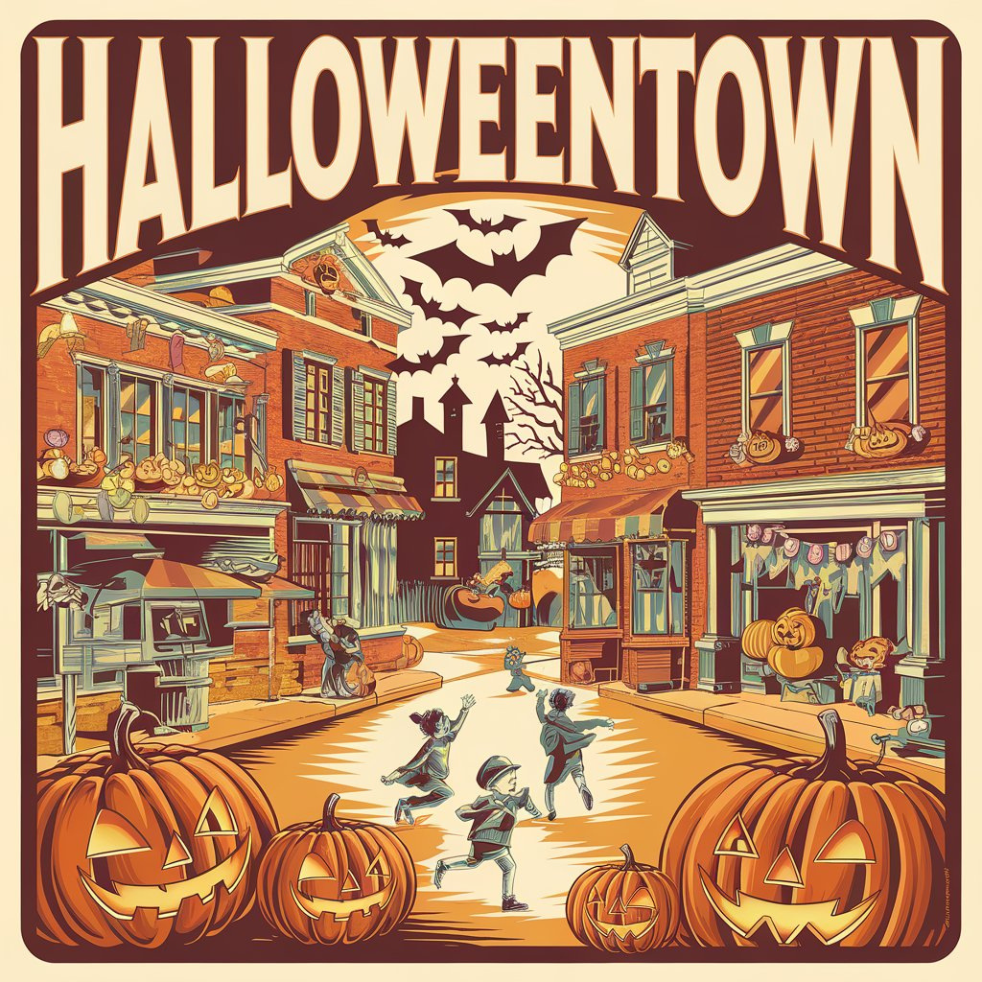 Halloweentown Main Street Scene DTF Transfer