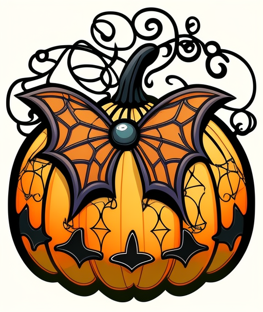 Gothic Bat Pumpkin DTF Transfer