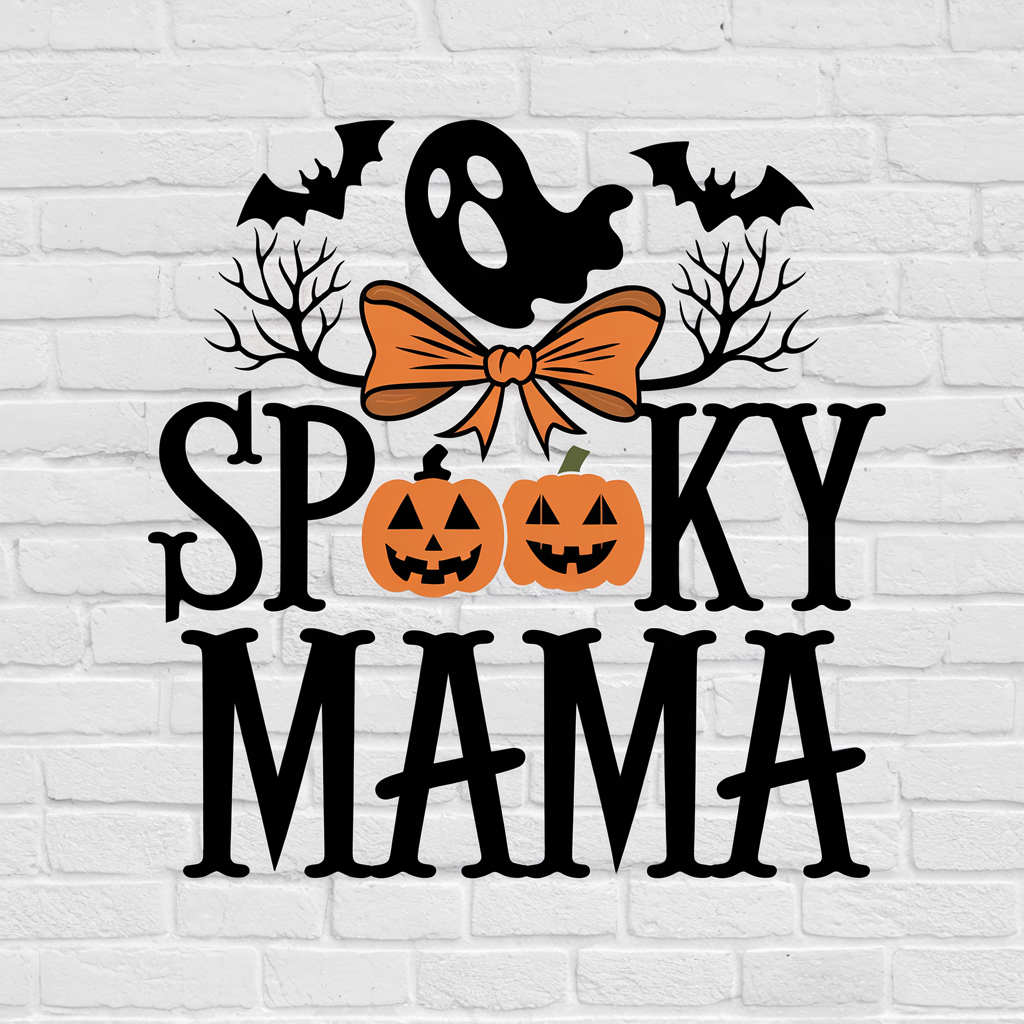 Spooky Mama Ghost Pumpkin Halloween DTF Transfer