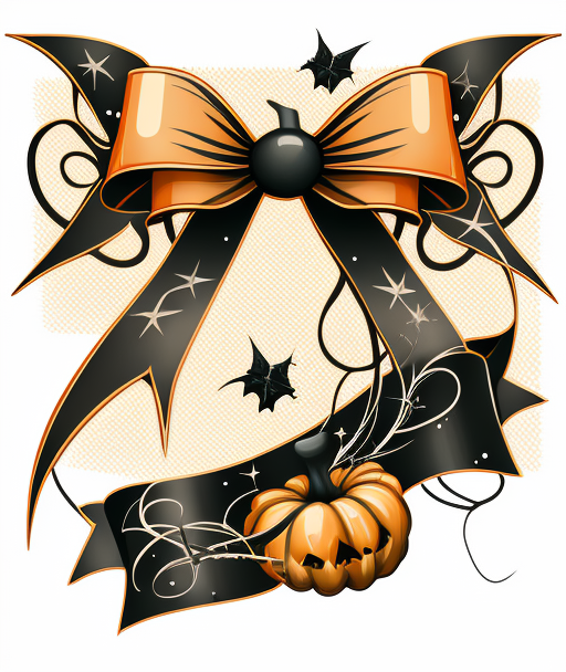 Halloween Pumpkin Ribbon Bow DTF Transfer
