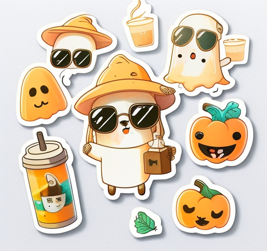 Cute Ghost Coffee Sticker Set DTF Transfer