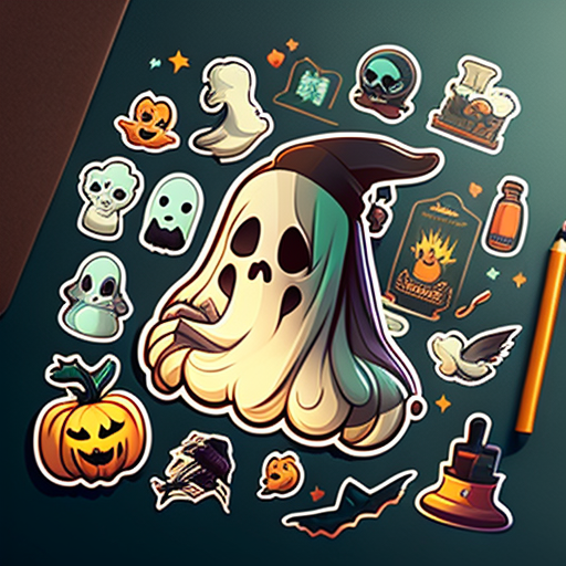 Kawaii Ghost Halloween Stickers DTF Transfer