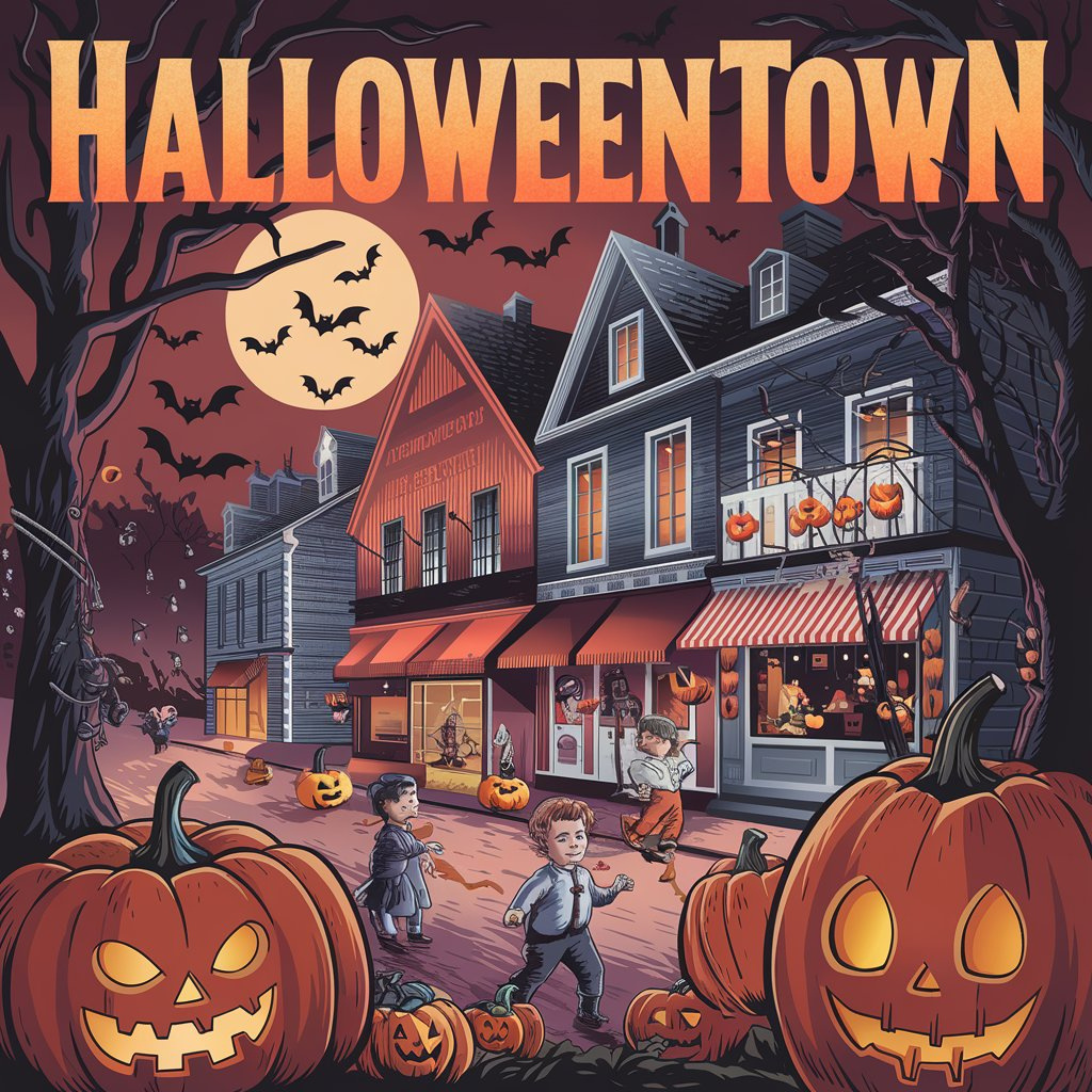 Halloweentown Moonlit Street DTF Transfer