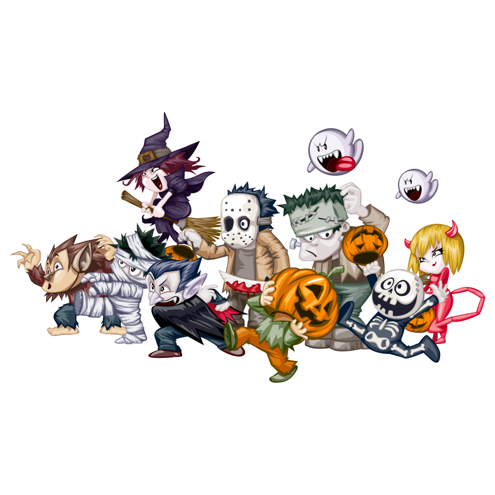 Cute Halloween Monster Parade Cartoon DTF Transfer