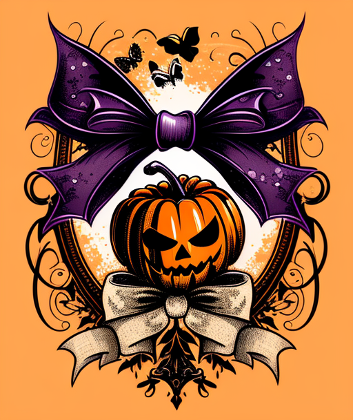 Purple Bow Pumpkin Halloween Art DTF Transfer